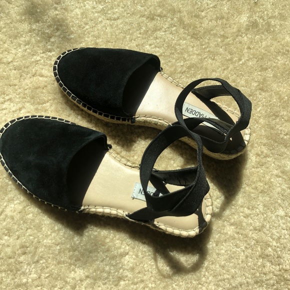 Steve Madden Black Suede Espadrilles Size 6.5 - Picture 2 of 6